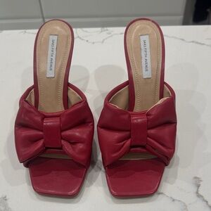 Saks Fifth Avenue Red Bow Detail Mules